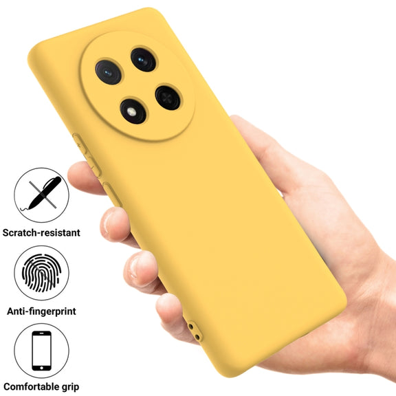 For Honor X9c / X60 Pro 5G Solid Color Liquid Silicone Dropproof Full Coverage Phone Case(Yellow)