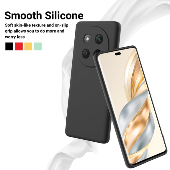 For Honor X60 Pro Solid Color Liquid Silicone Dropproof Full Coverage Phone Case(Black)