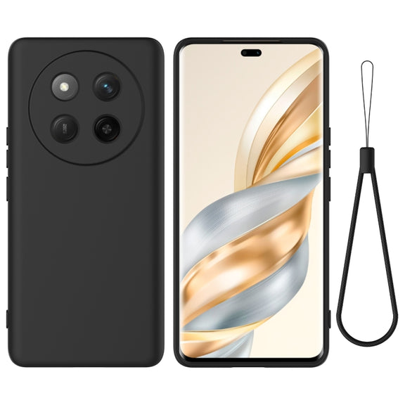 For Honor X60 Pro Solid Color Liquid Silicone Dropproof Full Coverage Phone Case(Black)