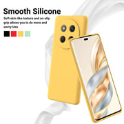 For Honor X60 Pro Solid Color Liquid Silicone Dropproof Full Coverage Phone Case(Yellow)