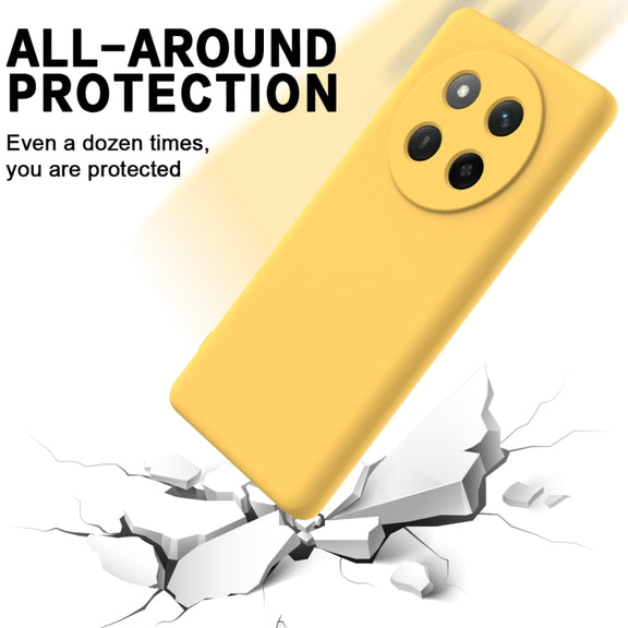 For Honor X60 Pro Solid Color Liquid Silicone Dropproof Full Coverage Phone Case(Yellow)