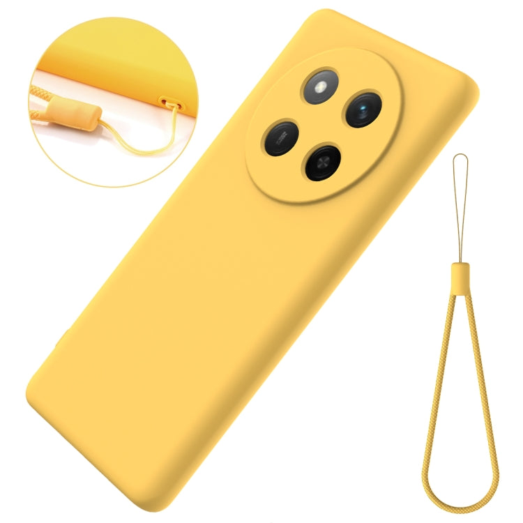 For Honor X60 Pro Solid Color Liquid Silicone Dropproof Full Coverage Phone Case(Yellow)