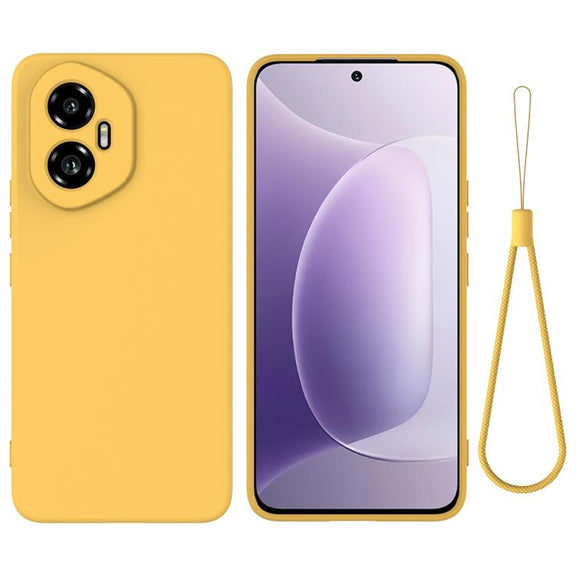 For Honor 300 Solid Color Liquid Silicone Dropproof Full Coverage Phone Case(Yellow)