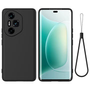 For Honor 300 Ultra / 300 Pro Solid Color Liquid Silicone Dropproof Full Coverage Phone Case(Black)