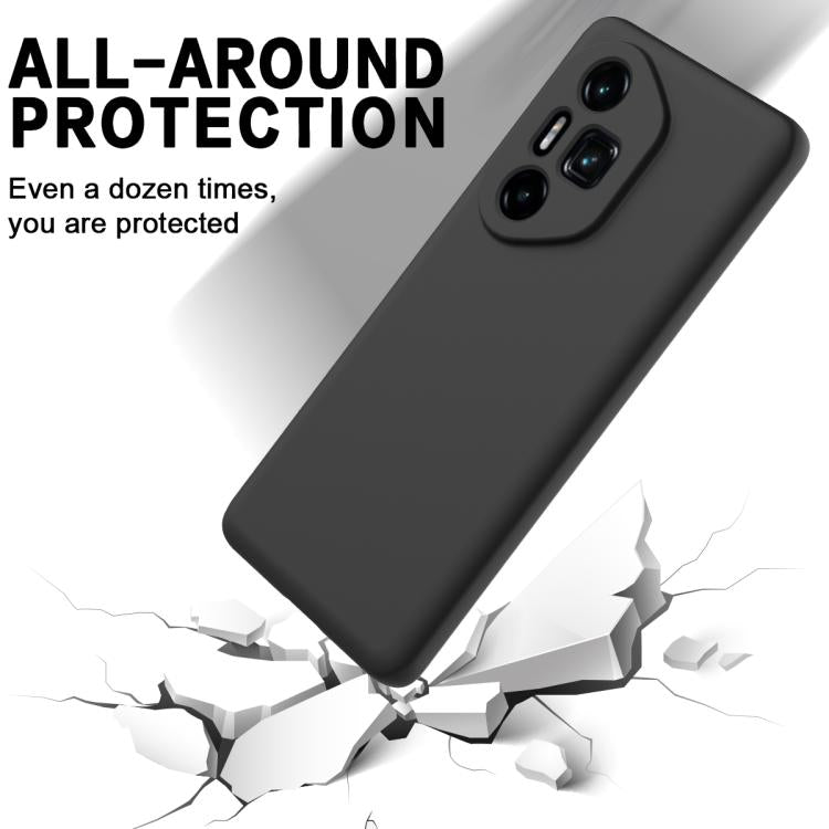 For Honor 300 Ultra / 300 Pro Solid Color Liquid Silicone Dropproof Full Coverage Phone Case(Black)