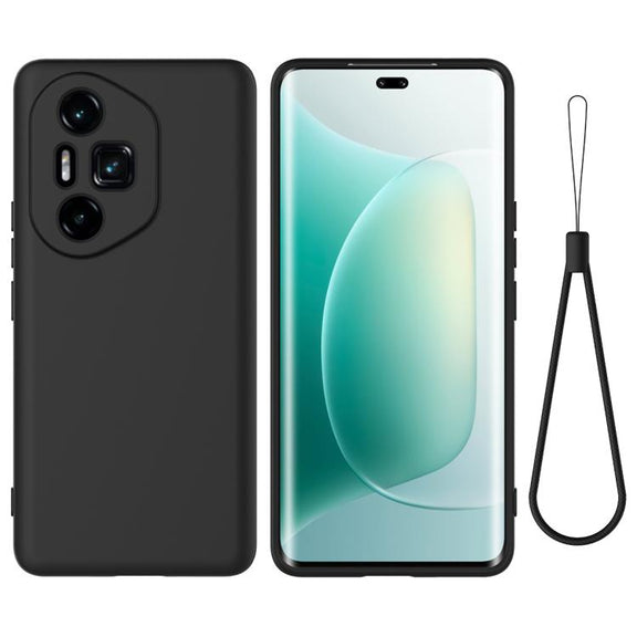 For Honor 300 Ultra / 300 Pro Solid Color Liquid Silicone Dropproof Full Coverage Phone Case(Black)