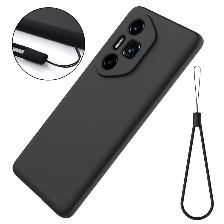 For Honor 300 Ultra / 300 Pro Solid Color Liquid Silicone Dropproof Full Coverage Phone Case(Black)