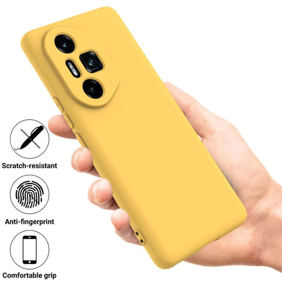 For Honor 300 Ultra / 300 Pro Solid Color Liquid Silicone Dropproof Full Coverage Phone Case(Yellow)