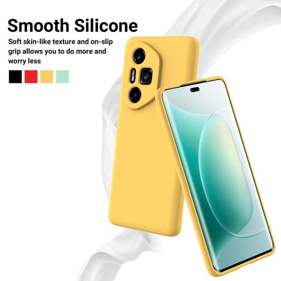 For Honor 300 Ultra / 300 Pro Solid Color Liquid Silicone Dropproof Full Coverage Phone Case(Yellow)