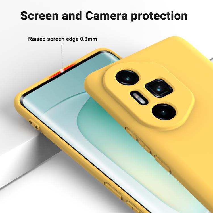 For Honor 300 Ultra / 300 Pro Solid Color Liquid Silicone Dropproof Full Coverage Phone Case(Yellow)