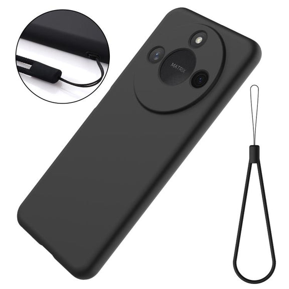 For Honor X9c Smart / X60 Solid Color Liquid Silicone Dropproof Full Coverage Phone Case(Black)