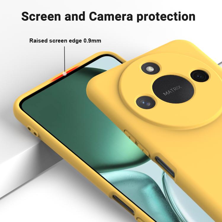 For Honor X9c Smart / X60 Solid Color Liquid Silicone Dropproof Full Coverage Phone Case(Yellow)