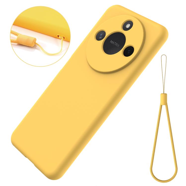 For Honor X9c Smart / X60 Solid Color Liquid Silicone Dropproof Full Coverage Phone Case(Yellow)