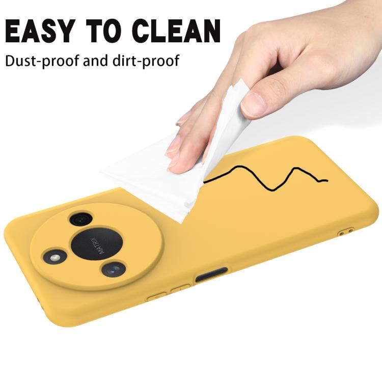 For Honor X9c Smart / X60 Solid Color Liquid Silicone Dropproof Full Coverage Phone Case(Yellow)