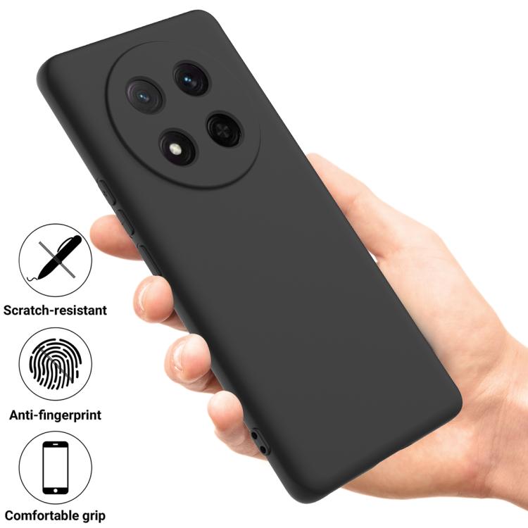 For Honor Magic7 Lite Solid Color Liquid Silicone Dropproof Full Coverage Phone Case(Black)