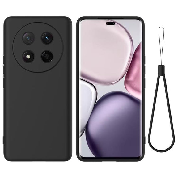 For Honor Magic7 Lite Solid Color Liquid Silicone Dropproof Full Coverage Phone Case(Black)