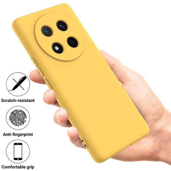 For Honor Magic7 Lite Solid Color Liquid Silicone Dropproof Full Coverage Phone Case(Yellow)