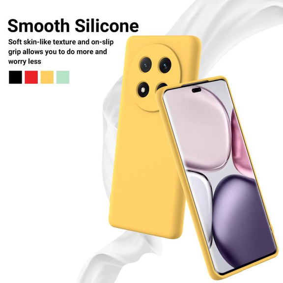 For Honor Magic7 Lite Solid Color Liquid Silicone Dropproof Full Coverage Phone Case(Yellow)