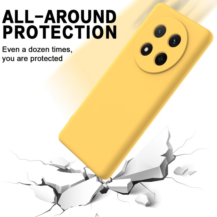 For Honor Magic7 Lite Solid Color Liquid Silicone Dropproof Full Coverage Phone Case(Yellow)