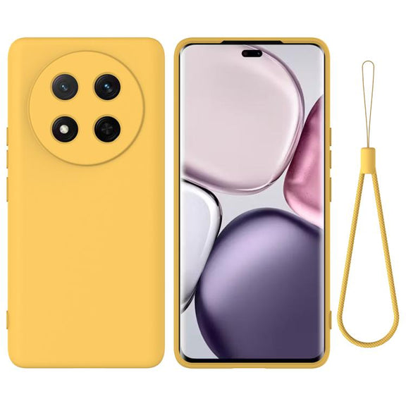 For Honor Magic7 Lite Solid Color Liquid Silicone Dropproof Full Coverage Phone Case(Yellow)