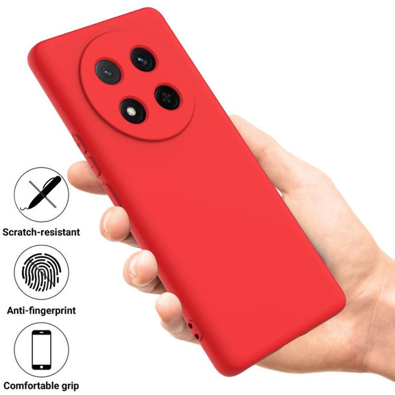 For Honor Magic7 Lite Solid Color Liquid Silicone Dropproof Full Coverage Phone Case(Red)