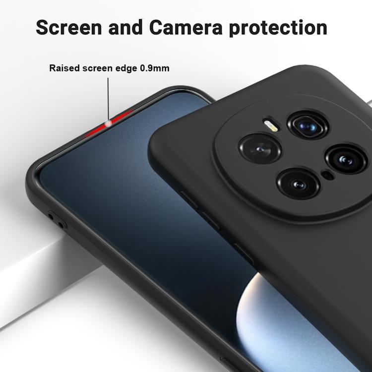 For Honor Magic7 Pro Solid Color Liquid Silicone Dropproof Full Coverage Phone Case(Black)