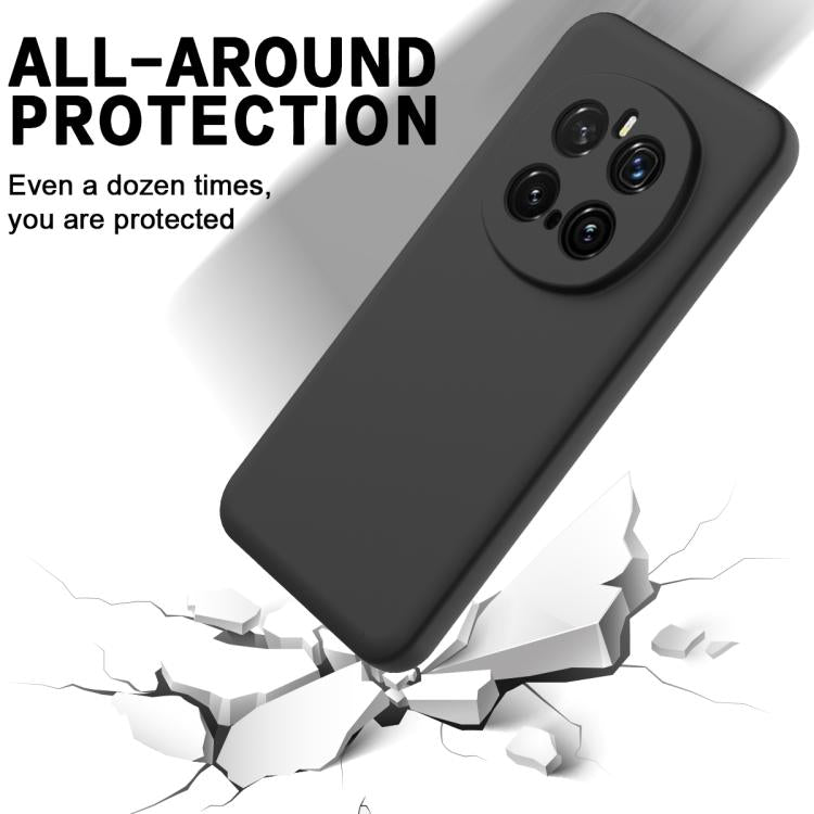 For Honor Magic7 Pro Solid Color Liquid Silicone Dropproof Full Coverage Phone Case(Black)