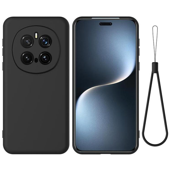 For Honor Magic7 Pro Solid Color Liquid Silicone Dropproof Full Coverage Phone Case(Black)