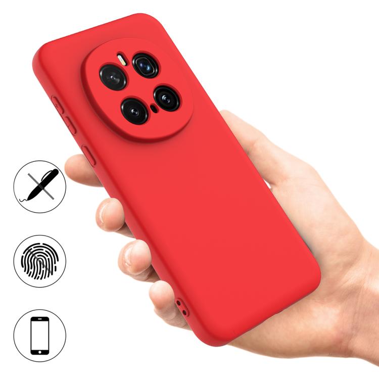 For Honor Magic7 Pro Solid Color Liquid Silicone Dropproof Full Coverage Phone Case(Red)