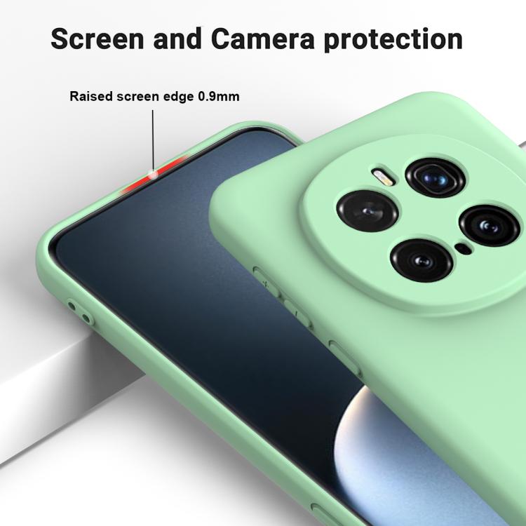 For Honor Magic7 Pro Solid Color Liquid Silicone Dropproof Full Coverage Phone Case(Green)