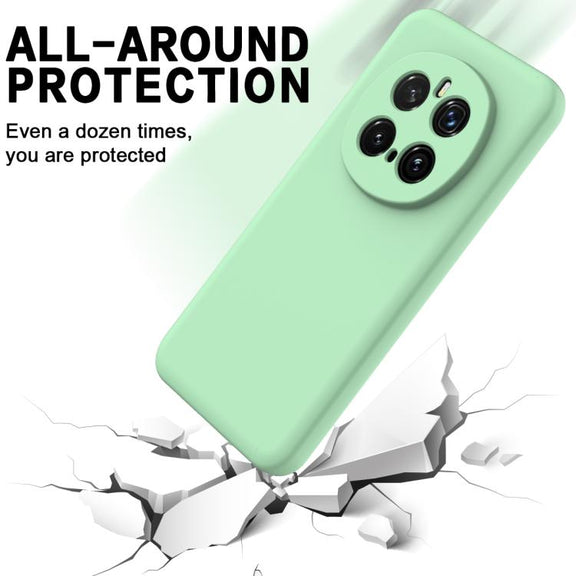For Honor Magic7 Pro Solid Color Liquid Silicone Dropproof Full Coverage Phone Case(Green)