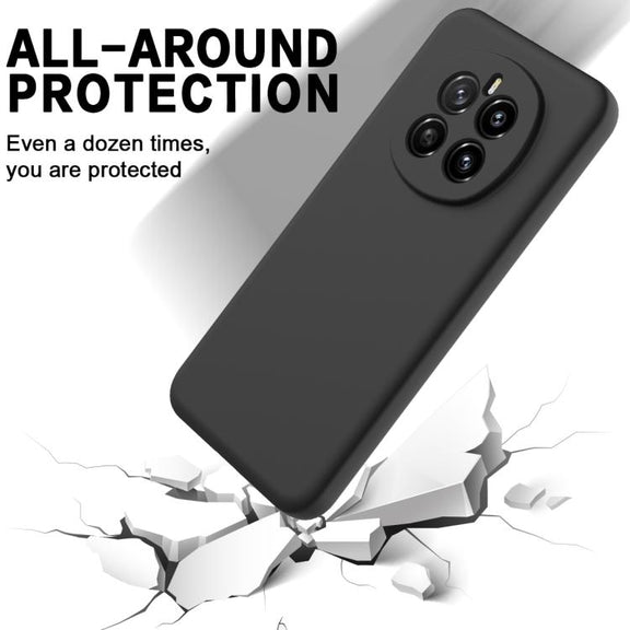 For Honor Magic7 Solid Color Liquid Silicone Dropproof Full Coverage Phone Case(Black)