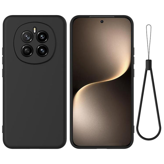 For Honor Magic7 Solid Color Liquid Silicone Dropproof Full Coverage Phone Case(Black)