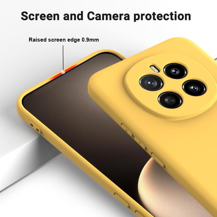 For Honor Magic7 Solid Color Liquid Silicone Dropproof Full Coverage Phone Case(Yellow)