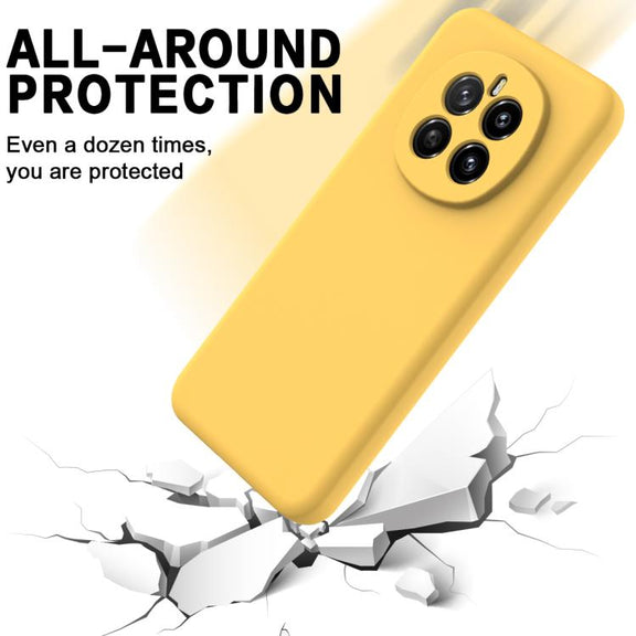 For Honor Magic7 Solid Color Liquid Silicone Dropproof Full Coverage Phone Case(Yellow)