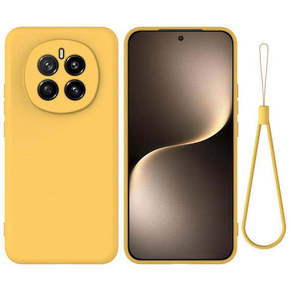 For Honor Magic7 Solid Color Liquid Silicone Dropproof Full Coverage Phone Case(Yellow)