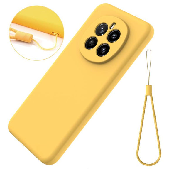 For Honor Magic7 Solid Color Liquid Silicone Dropproof Full Coverage Phone Case(Yellow)