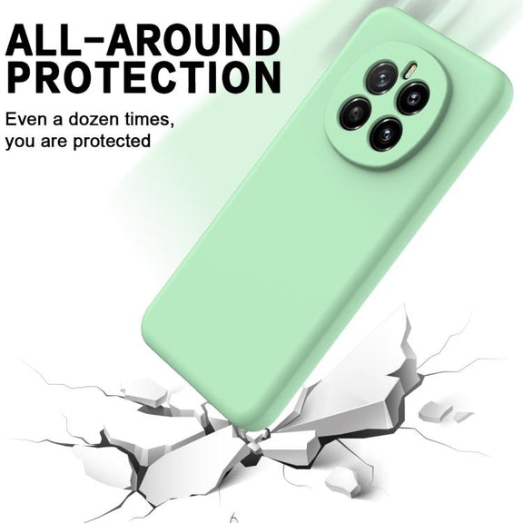 For Honor Magic7 Solid Color Liquid Silicone Dropproof Full Coverage Phone Case(Green)