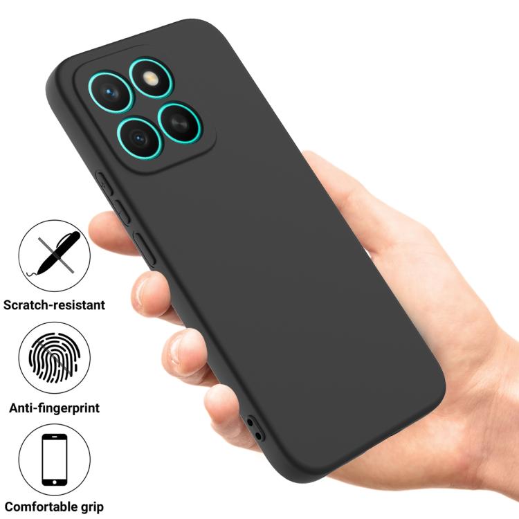 For Honor X8c 4G Solid Color Liquid Silicone Dropproof Full Coverage Phone Case(Black)