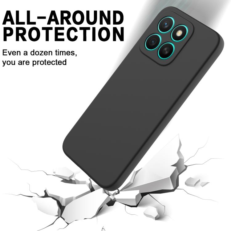 For Honor X8c 4G Solid Color Liquid Silicone Dropproof Full Coverage Phone Case(Black)