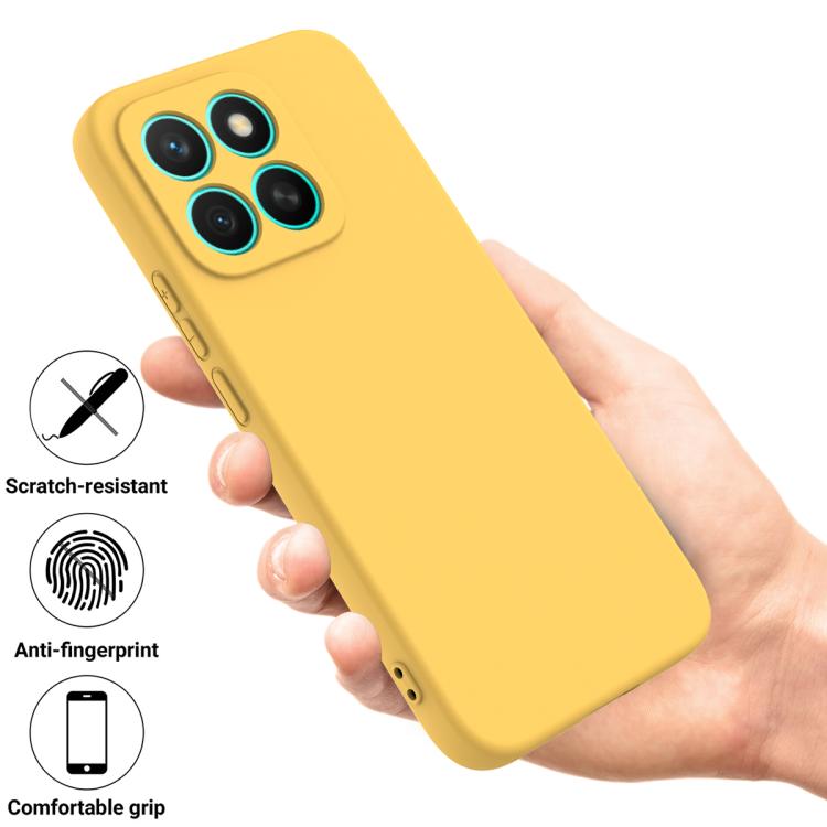 For Honor X8c 4G Solid Color Liquid Silicone Dropproof Full Coverage Phone Case(Yellow)