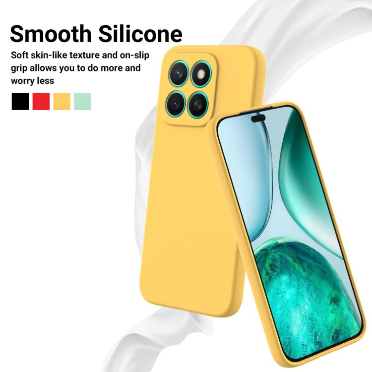 For Honor X8c 4G Solid Color Liquid Silicone Dropproof Full Coverage Phone Case(Yellow)