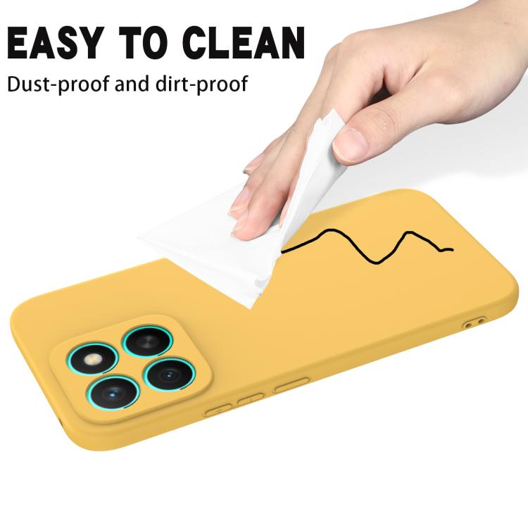 For Honor X8c 4G Solid Color Liquid Silicone Dropproof Full Coverage Phone Case(Yellow)
