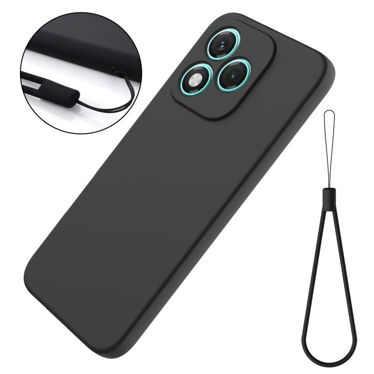 For Honor 400 Lite Global Solid Color Liquid Silicone Dropproof Full Coverage Phone Case(Black)