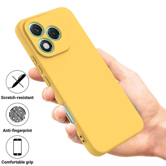 For Honor 400 Lite Global Solid Color Liquid Silicone Dropproof Full Coverage Phone Case(Yellow)