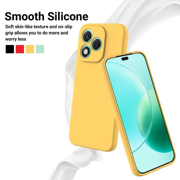 For Honor 400 Lite Global Solid Color Liquid Silicone Dropproof Full Coverage Phone Case(Yellow)