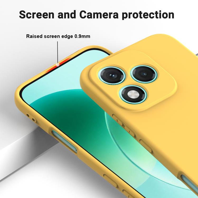 For Honor 400 Lite Global Solid Color Liquid Silicone Dropproof Full Coverage Phone Case(Yellow)