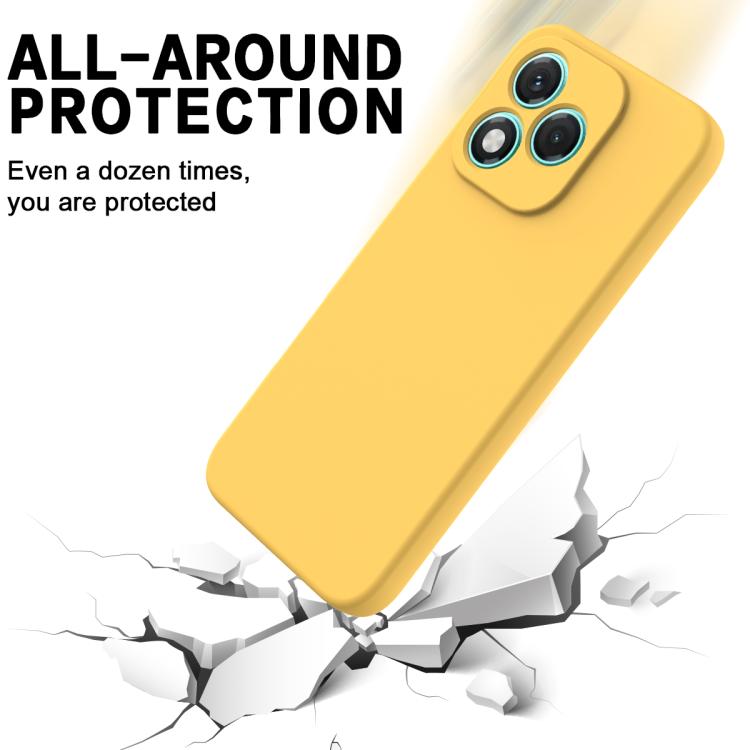 For Honor 400 Lite Global Solid Color Liquid Silicone Dropproof Full Coverage Phone Case(Yellow)