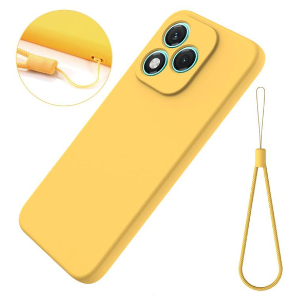 For Honor 400 Lite Global Solid Color Liquid Silicone Dropproof Full Coverage Phone Case(Yellow)