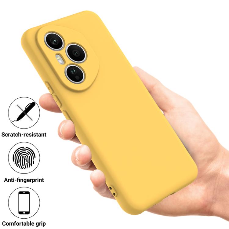 For Honor 400 Pro Global 160.8mm Solid Color Liquid Silicone Dropproof Full Coverage Phone Case(Yellow)